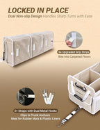 Car Trunk Organizer with Removable Lid for SUV (XL, Beige) | 1680D Wipe-Clean Fabric & 3.5mm PP Board. Collapsible Car Basket Features Dual Non-Slip Metal Hooks & 2x Adjustable Straps