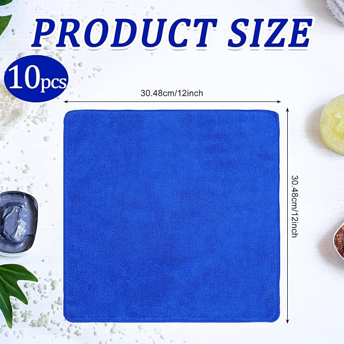 Cleaning Cloth Dry Erase Cloth Cleaning Rags Reasonable Kitchen Towels Microfiber Towels Cars Wash(12 x 12 Inch,Blue,10 Pcs)