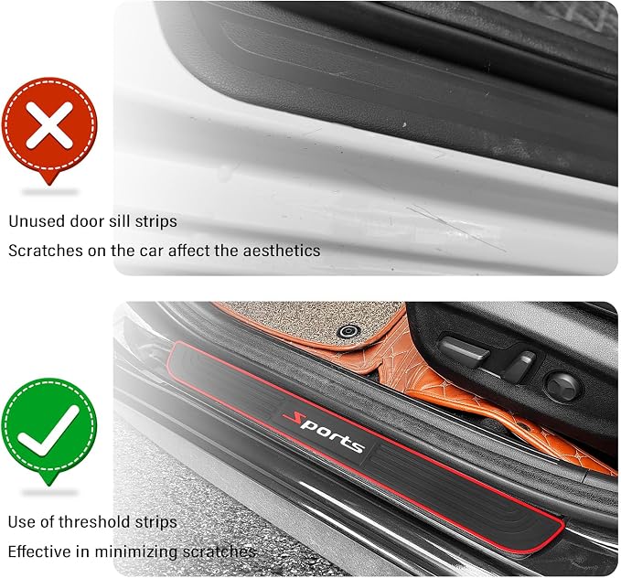 4PCS Car Door Sill Protector,Anti-Scratch & Waterproof Car Door Sills Scratch Protection,Universal Car Exterior Accessories Automotive Door Entry Guard for Car,Truck,SUV (Sport, Width 2.36'')