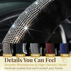 Bling Fluffy Steering Wheel Cover for Women Girls, Rhinestone Diamond Sparkling Fur Steering Wheel Protector Elastic Steering Wheel Covers Winter Warm Universal Fit 14-15 inches -Black | Colorful Diamond Elastic Car Steering Wheel Accessories Sparkling...