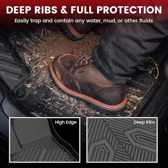 Floor Mats & Cargo Liner for Chevrolet Malibu 2016-2025 Car Mats (Not Fit Hybrid), All Weather TPE Custom Fit Floor Mats for Cars, 1st and 2nd Row Car Floor Mats for Malibu Accessories Black