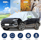 Hrozny Half Car Cover, Car Windshield Cover for Ice and Snow with Reflective Straps, Car Snow Cover Universal Fit for Most Cars (SUV)