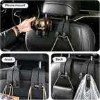 Platch Car Purse Hook 2 Pack Headrest Hooks for Car, Luxurious Leather Material, Seat Back Storage Hook Multifunctional Car Seat Hooks Keep Car Tidy (Grey)