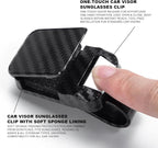 2 Pack Sunglasses Holder for Car, One-Handed-Operation Visor Sunglass Holder Clip, Easy Access Storage for Driving,Universal Fits (Carbon Fiber Finish)