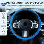 Elastic Stretch Steering Wheel Cover, Universal Interior Accessories Steering Wheel Cover for Women & Men, Breathable Microfiber Ice Silk, Anti-Slip, Odorless, Easy Carry(Blue)