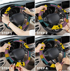 Nightmare Rag Doll Steering Wheel Cover, Non Slip Polyester Car Wheel Protector for Car SUV Truck, Universal 15 Inch