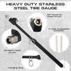10 Pack Tire Pressure Gauge Black Heavy Duty Air Pressure Tire Gauge Dual Head Semi Truck Tire Pressure Gauge Range 10-150 PSI, Extended Tube Tire Gauge Suitable for Semi Truck, and Bus