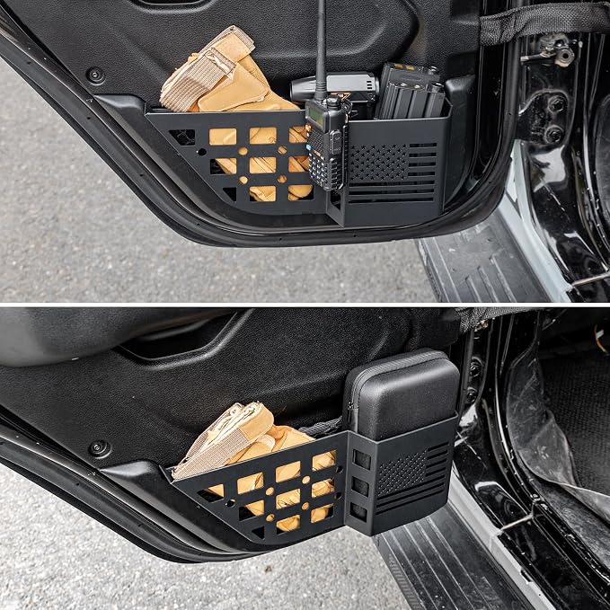 Z8 Metal Rear Door Storage Pockets Compatible with 2018-2025 Jeep Wrangler JL JLU JT Side Organizer Storage Box Replace Sagging Nets