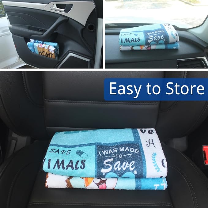 Waterproof Car Seat Cover for Front Seats, Protector for Cars SUVs Trucks, Sweat Towel Seat Covers Bucket for Gym,Workout,Beach,Hiking,Running and Swimming(Vet Tech Gift, 2PCS)