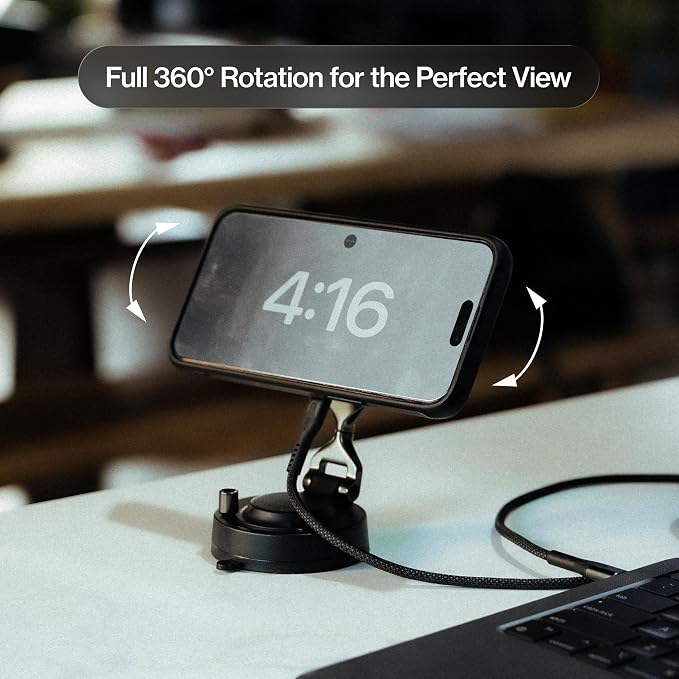 HyperMount Pro Phone Mount, Magnetic Phone Holder, 15W Wireless Charging, MagSafe Car Mount, Works on Smooth & Lightly Textured Surfaces, iPhone and Android Compatible, Charging Cable Included