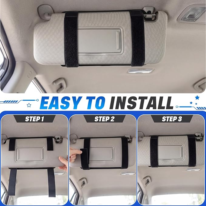 2 Pack Car Visor Organizer Sun Visor Organizer Tactical with Zipper Storage Pouch and Sunglasses Holder Clip for Truck Police Vehicle Equipment