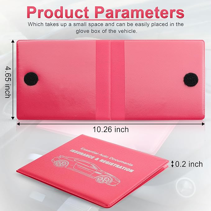 Car Registration and Insurance Card Holder, Vehicle Glove Box Car Organizer, Interior Car Accessories for Documents, Cards, License - 2 Pack