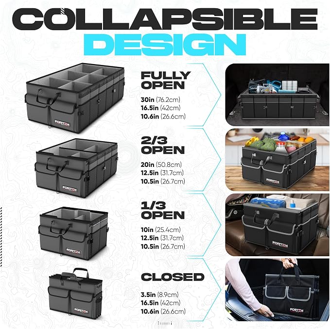Trunk Organizer For SUV Car Trunk Organizer, Foldable Storage, Car Accessories for Women Men, Collapsible Bag, 600D Oxford, Non Slip Bottom, Straps, Soft Cover (85L)