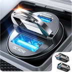2-Pack 125W USB C Car Charger [Mini, Flush Fit & Pull Ring] Dual-Port Fast Car Charger USB C, Car Cigarette Lighter USB Charger for iPhone 17/16/15, Galaxy S26/25, MacBook Air, iPad and More