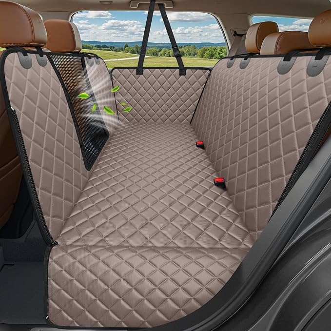 4 in 1 Dog Car Seat Cover for Back Seat, Waterproof Dog Hammock with Mesh Window and Side Flap Pet Car Seat Protector Dogs Backseat Cover for Cars, SUVs & Mid-Size Trucks