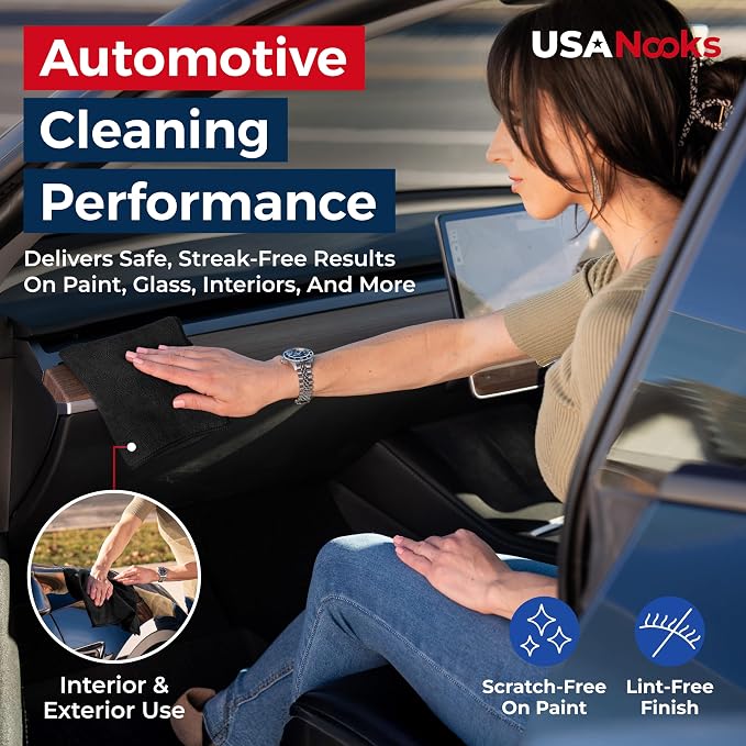 Premium 300GSM Microfiber Cleaning Cloth - 12.5"x12.5" High Performance - 1200 Washes, Ultra Absorbent Microfiber Towels for Cars Undercarriage, Rims & Engine Bay Cleaning - Microfiber Cloth