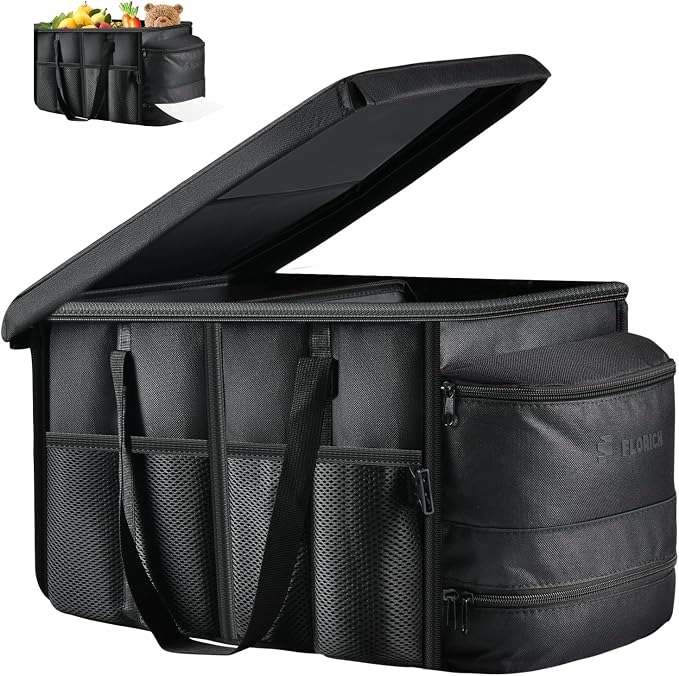 Car Seat Organizer, Premium Backseat Car Organizer with Tray for Kids and Adults, Front Passenger Organizer with Tissue Box and Cup Holder and Mesh Pockets Waterproof