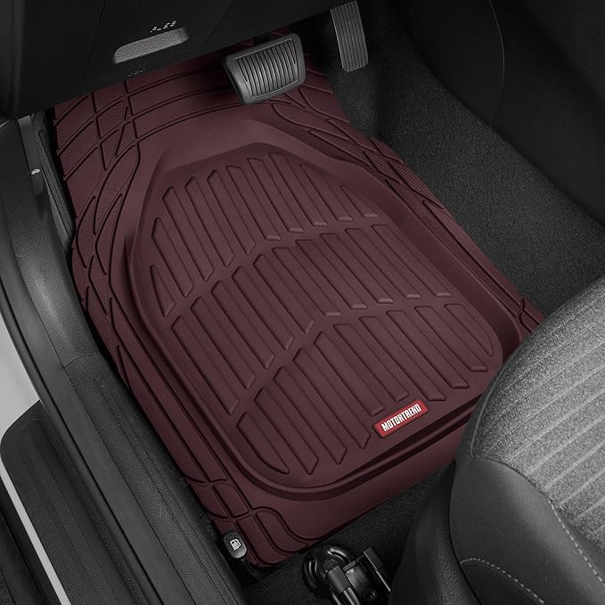 FlexTough Floor Mats for Cars, Burgundy Deep Dish All-Weather Car Mats, Waterproof Trim-To Fit Automotive Cars Trucks SUV, Universal Liner Accessories