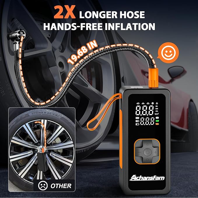 Portable Air Compressor, 48s Fast Inflation, Cordless with Dual Power Supply, 150 PSI Tire Pump with Digital Gauge, Long Runtime & Storage Case for Car, Truck, Bike, Ball