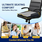 Car Seat Cushion – Memory Foam Pad for Driving Comfort – Boosts Height and Relieves Coccyx & Lower Back Pain – Car, Truck, Office Chair (Leather Black & 4D Mesh Gray)