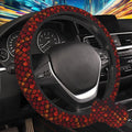 Red Dragon Scales Steering Wheel Cover for Women, Anti-Slip Car Steering Wheel Cover with 2 Pcs Cup Holders Neoprene Breathable Car Accessories Universal 15 Inch Auto Interior Decor