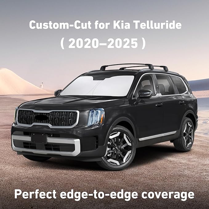 Windshield Sunshade Compatible for Kia Telluride 2020-2023 2024 2025, Sun Visor for Front Windshield & Window Sun Shade Cover, UV Heat Blocker & Protector, Car Accessories