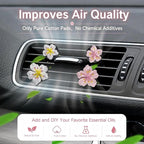 4PCS Cute Car Vent Clips Flower | Air Vent Clips Hawaiian Hibiscus and Cherry Blossom Car Accessories Aesthetic Interior Decor for Women Peach Blossom, Pink