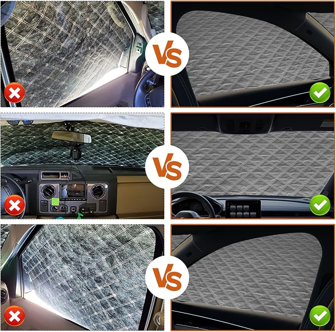 Windshield Window Snow Cover with 2 Hooks and 2 Mirror Covers Ice and Snow Front Window Sunshade Cover Fit for SUVs, Trucks, Cars (White-Sedans)