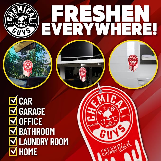 Hanging Air Freshener, Fresh Cherry Scent 12 Pack, Great for Cars, Trucks, SUVs, RVs, Home, Garage, Workspace, Dorm Room & More (4 x 3 Packs) - AIR40604
