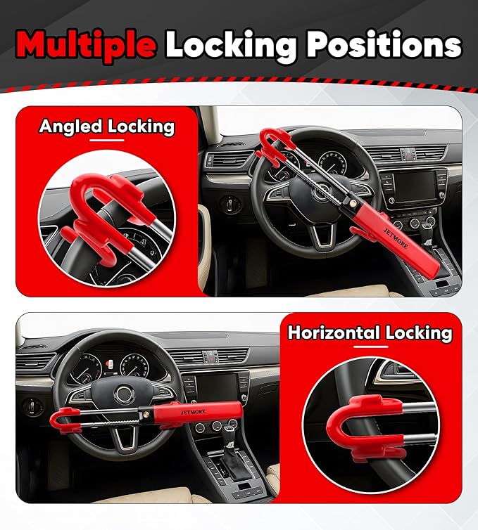 Car Steering Wheel Lock Anti-Theft Device, Wheel Locks for Cars, Dual Hooks, Car Lock Steering Wheel, Car Anti-Theft Device, Saw-Resistant Alloy Steel, for Cars, SUVs & Trucks