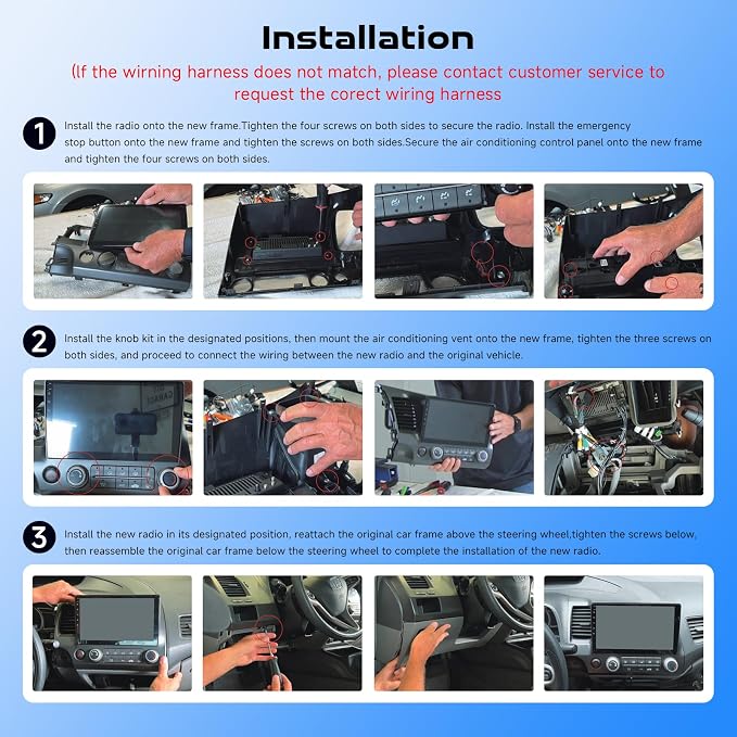 8Core 4G 64G for Honda Civic 2006 2007 2008 2009 2010 2011 Car Stereo Qual-comm Snapdragon chip, Wireless CarPlay Android Auto, 5GHz WiFi GPS, 3 Plit Screen, 3D car Model, + AHD Backup Camera