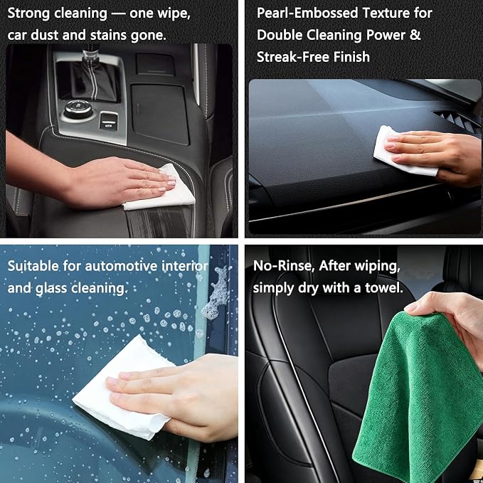 72 Count Car Wipes Interior Cleaning, Car Interior Cleaner Wipes for Dashboard, Leather Seats, Steering Wheel & Upholstery, 6 Packs Travel Size, Multi-Surface Car Interior Cleaning Supplies