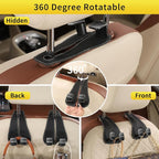 Wide Purse Hook for Car, Twin Hook Leather Car Headrest Hangers, Car Seat Back Storage Hook, Headrest Hooks Purse Bag Holder for Car Universal Fit Sedan Trucks SUVs Most Vehicles (Black-4PCS)