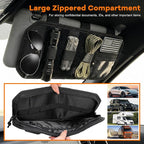 Molle Car Sun Visor Organizer, Auto Semi-Rigid MOLLE Panel Police Gear Holder w/Zipper Pocket & Sunglasses Clip, Universal Tactical Panel Visor Organizer for Cars SUVs Trucks