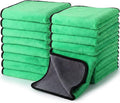 20 Pcs Microfiber Car Drying Towels Microfiber Cleaning Cloth 800 GSM Thick Plush Cleaning Dusting Cloth Auto Detailing Absorbent Towels Rags for Car Household Kitchen Window(Grey and Green)