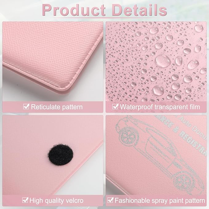 Car Registration and Insurance Card Holder, Vehicle Glove Box Car Organizer, Interior Car Accessories for Documents, Cards, License - 2 Pack