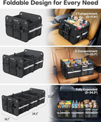 Trunk Organizer for SUV – Car Storage Box with Reflective Strips, Collapsible Car Organizer with Large Capacity, Essential Car Accessories for Truck, Van & Sedan, Black, 34.3" x 16.1" x 12.0"