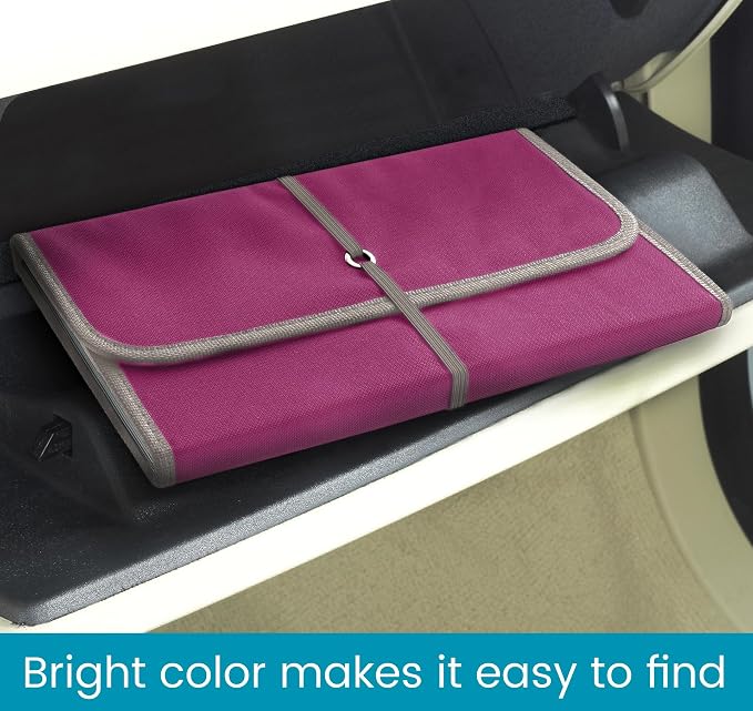 Glove Box Organizer - Insurance and Registration Holder for Car Documents and Paperwork - Expandable Front Seat Organizer with Card Pockets