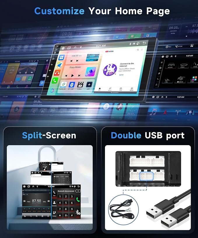 8 Core 6+128G Android 15 Car Stereo for Toyota Camry 2006 2007 2008 2009 2010 2011 Wireless Carplay Android Auto, 9’’ Touchscreen Radio GPS Bluetooth Mirror Link WIFI FM/RDS 32EQ DSP Backup Camera SWC