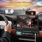 Single Din Carplay Car Stereo with Bluetooth AHD Backup Camera, 7 Inch flip Out Touch Screen Car Radio MP5 Player Support Android Auto, Mirror Link, USB, TF, FM Radio, Aux-in, SWC