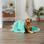 Pet Grooming Towel Collection Absorbent Microfiber X-Large, 41x23.5, Embroidered Green (Pack of 12)