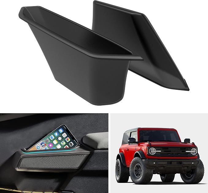 Handle Storage Box for Bronco 21-24, Side Door Storage Box Container Interior Glove Organizer Tray Armrest Insert for Ford Bronco 2 Door 2021-2024 Accessories (2 pcs)