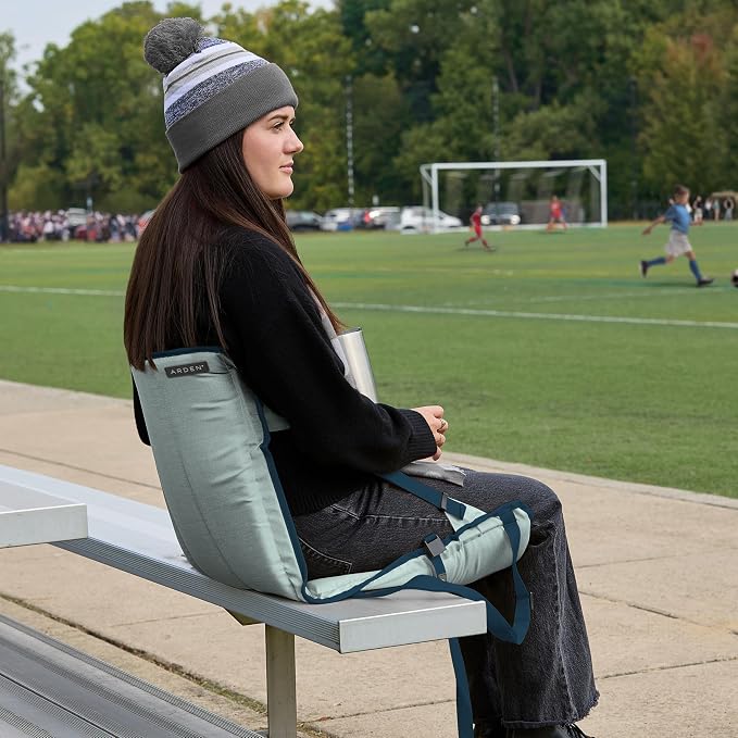 Heated Stadium Seat, Foldable, Lightweight with Carrying Strap, Foam Cushion for Comfort, Adjustable, Back Support, Multi-Functional Use As Stadium Seat or Seat Pad, Gray/Navy