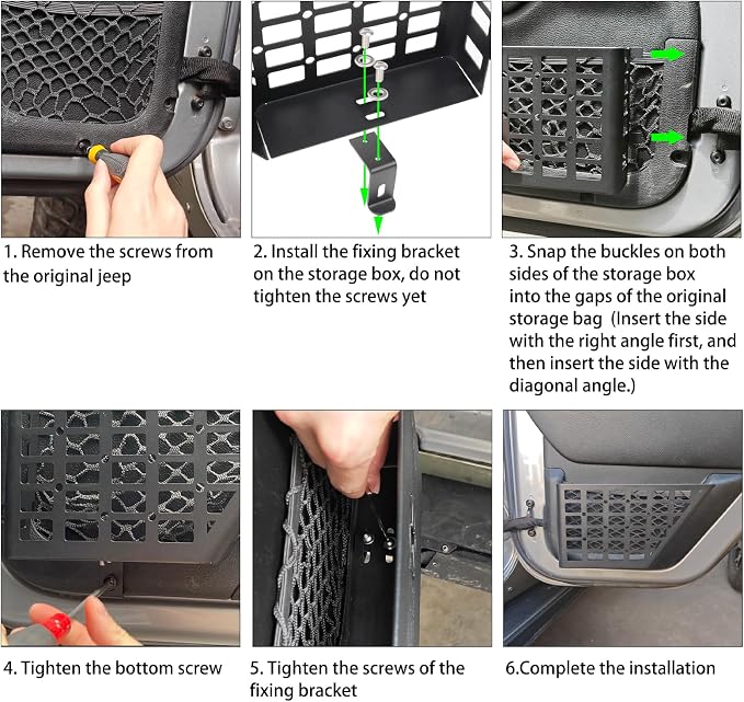 Z8 Metal Front Door Pockets for 2007-2018 Jeep Wrangler JK JKU 2/4 Storage Stainless Steel Door Side Insert Organizer