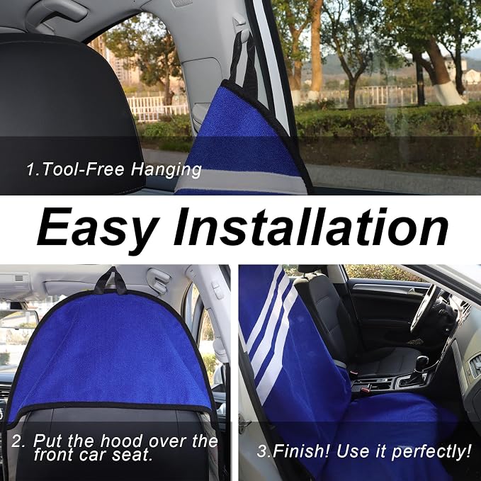 Waterproof Car Towel Seat Covers Front Seats for After Gym Workout,Auto Universal Interior Sweat Towels Cloth Bucket Carseat Cover Protector for Trucks SUV RV Boat Van (Blue with White)