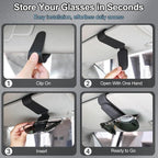 CHOSMOYI Magnetic Leather Sunglass Holder for Car, Sunglasses Clip for Car Visor, Auto Interior Accessories Universal for Different Size Eyeglasses (Black)