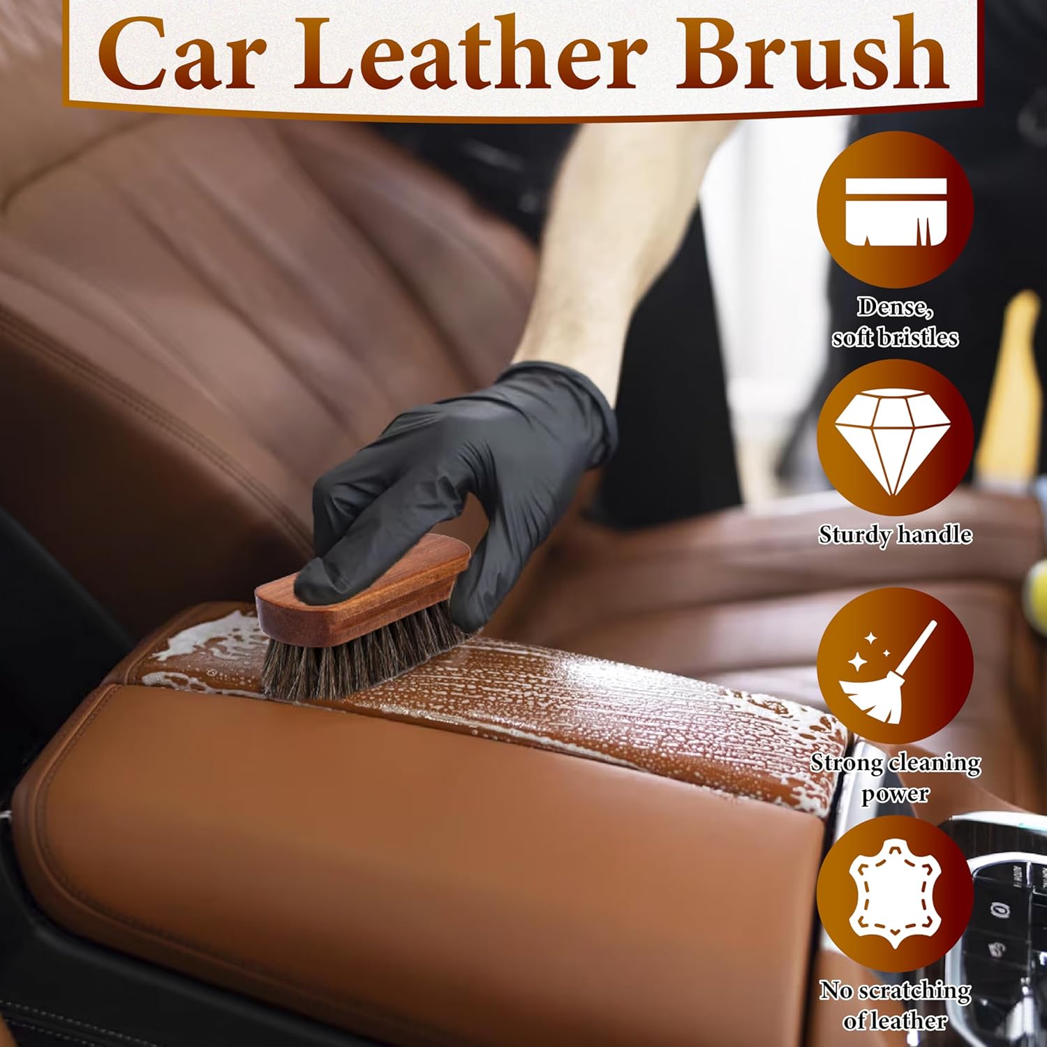 Interior Detailing Brushes (2-Pack) — Soft Horsehair Cleaning Set