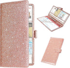 Car Registration & Insurance Holder, Vehicle Glove Box Organizer, Cool Accessories for ID, Driver License Cards & Essential Documents, Glitter Rose Gold