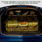Car Trunk Organizer for SUV, Heavy Duty Waterproof Trunk Organizer, Foldable Collapsible Car Organizer with Cooler, Multi-Compartment Large Trunk Organizer (95L), Green-M003