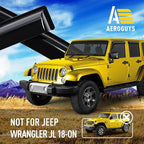 Extra Durable Window Deflectors Tape-On Window Visors Rain Guards Fit for Jeep Wrangler JK 2007-2018, Sun Visors, Wind Vent for Shades, Exterior Car Accessories - 4pcs. AG0083
